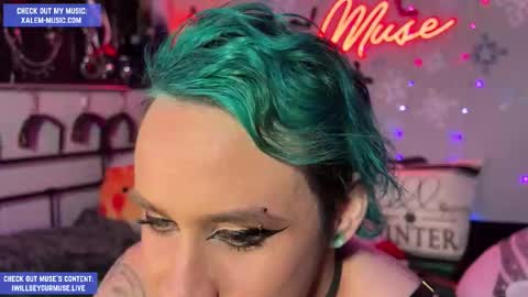 Snapshot of iwillbeyourmuse chatting on 12.16.25 Muse hethey online show from 12.16.25