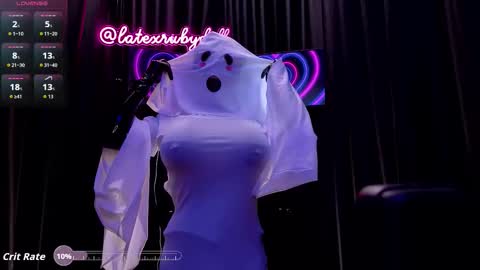 Snapshot of latexrubydoll chatting on 10.31.25 Latex Ruby online show from 10.31.25