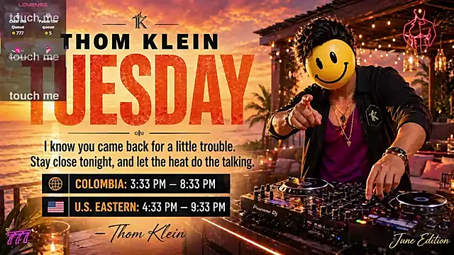 Snapshot of thomklein chatting on 07.14.26 thomklein online show from 07.14.26